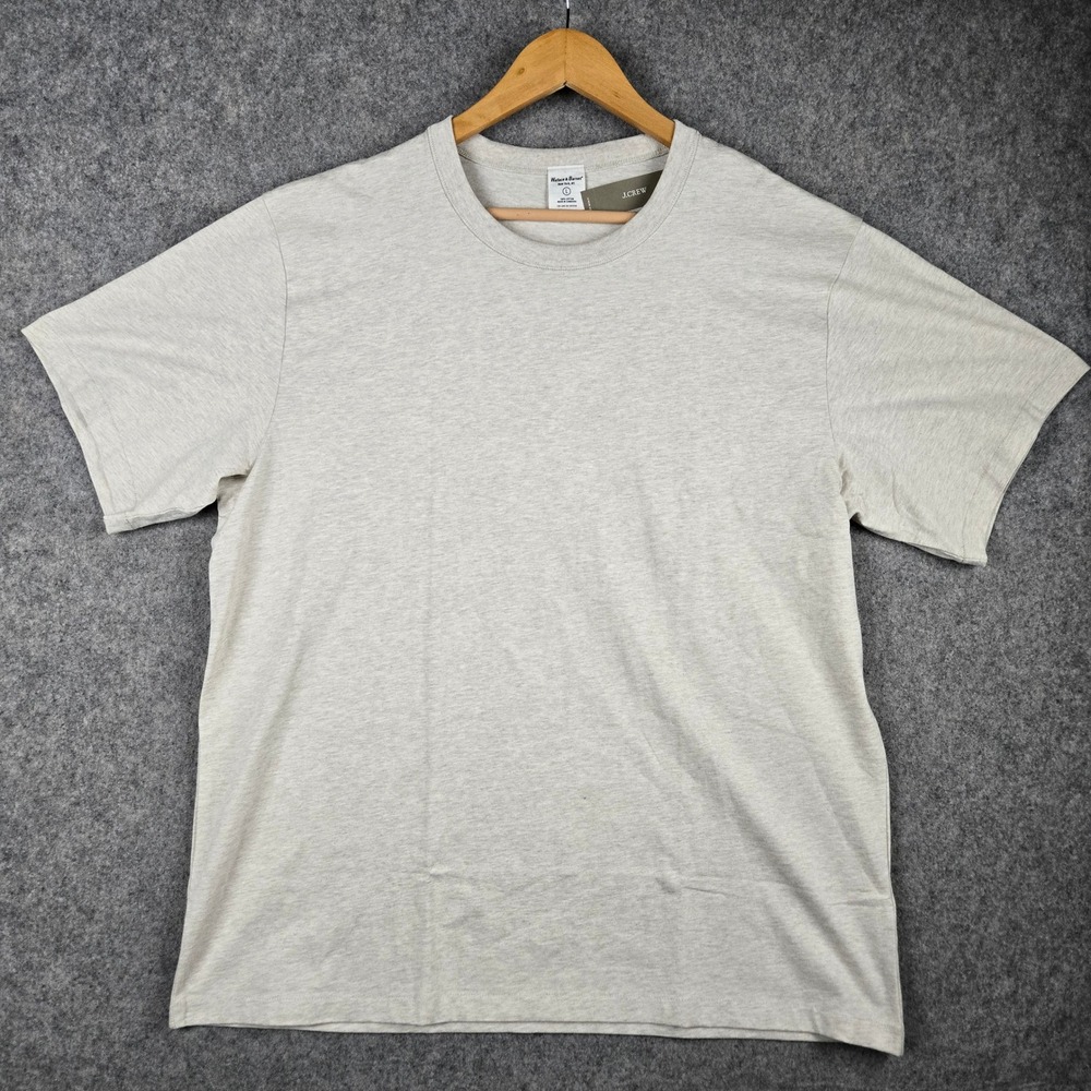 Wallace & Barnes T Shirt Mens L Cream Heathered Cotton Crew Neck J Crew NEW